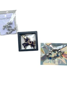 Set of 3 Brooches: CC, Unicorn, Celestial Elephant